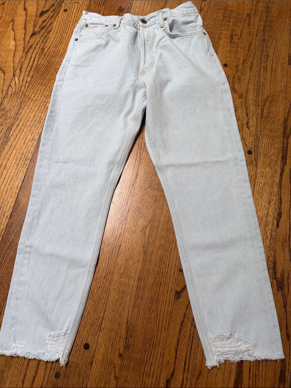 AGOLDE sz 28 Jamie High-Rise Classic Denim Jeans in Meadow 100% Cotton raw hem
